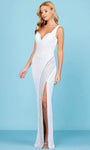 Sweetheart Slit Sequined Back Zipper Sleeveless Tank Sheath Floor Length Natural Waistline Sheath Dress