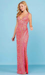 Sleeveless Tank Sheath Floor Length Slit Back Zipper Sequined Sweetheart Natural Waistline Sheath Dress