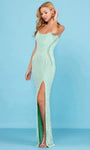 Sexy Floor Length Sheath Natural Waistline Sleeveless Spaghetti Strap Scoop Neck Fitted Back Zipper Beaded Slit Open-Back Sheath Dress