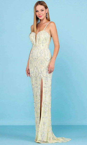 Strapless Slit Applique Beaded Open-Back Sheer Sequined Back Zipper Sheath Corset Natural Waistline Floor Length Plunging Neck Sweetheart Sheath Dress/Party Dress with a Brush/Sweep Train