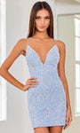 V-neck Sleeveless Plunging Neck Empire Waistline Open-Back Lace-Up Beaded Back Zipper Cocktail Above the Knee Sheath Floral Print Tulle Sheath Dress