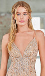 V-neck Plunging Neck Cocktail Above the Knee Corset Empire Waistline Back Zipper Open-Back Sequined Fitted Beaded Sheath Sleeveless Sheath Dress