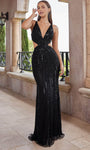 V-neck Sleeveless Plunging Neck Beaded Open-Back Sequined Back Zipper Sheath Basque Waistline Sheath Dress/Evening Dress