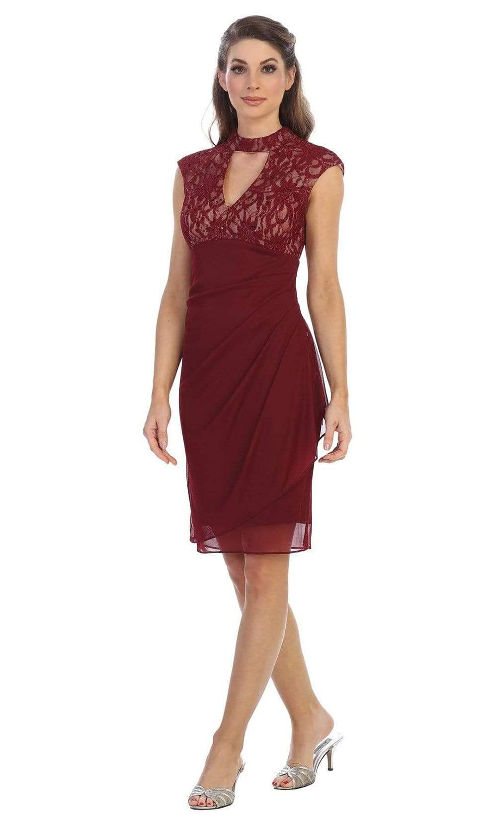 Shail K - 1097 Cutout Bodice Draped Sheath Dress
