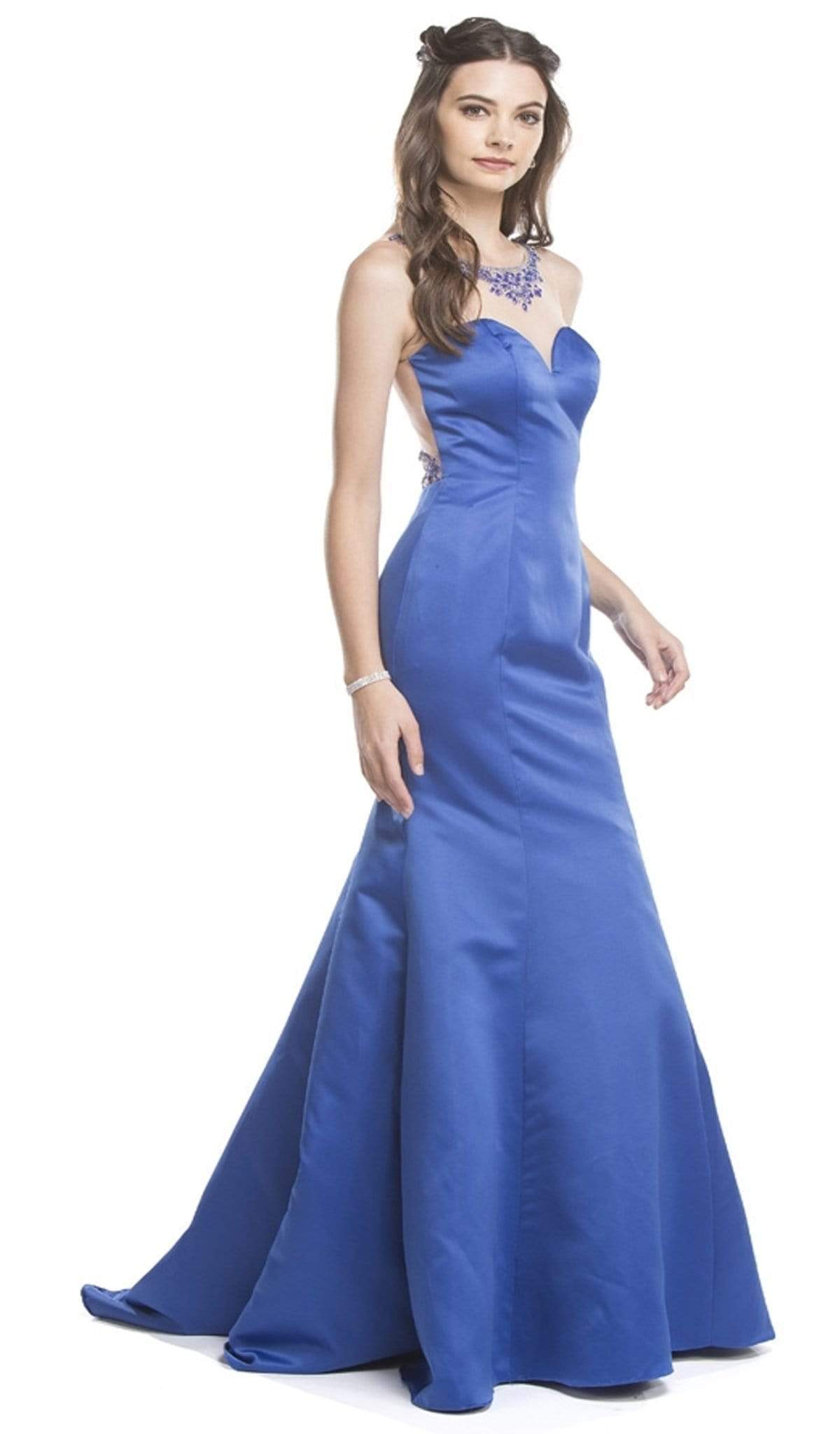 Aspeed Design - Sheer Fitted Trumpet Affordable Prom Gown
