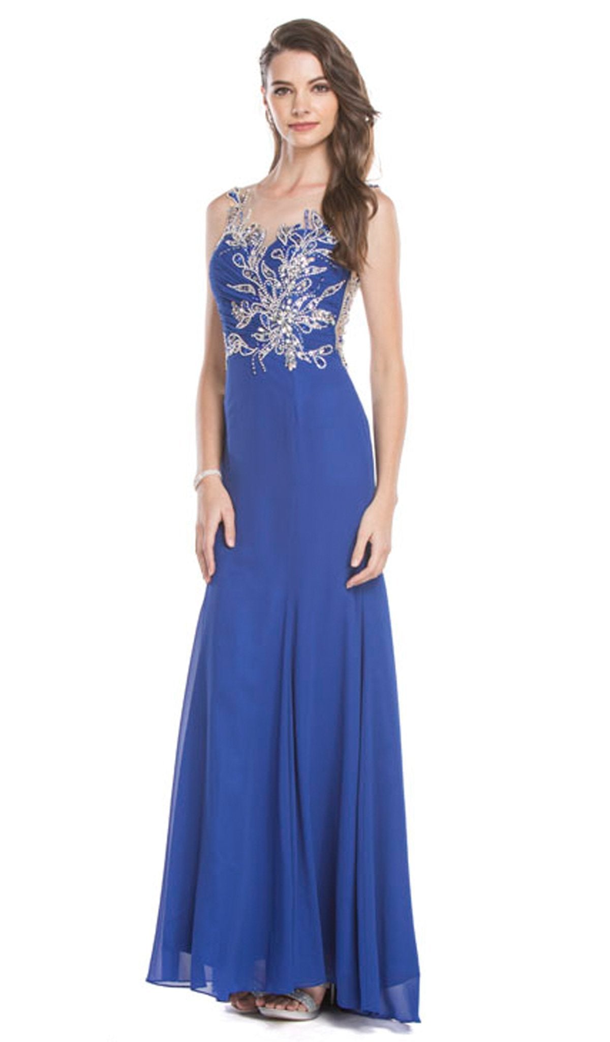 Aspeed Design - Sheer Sleeveless Affordable Prom Gown
