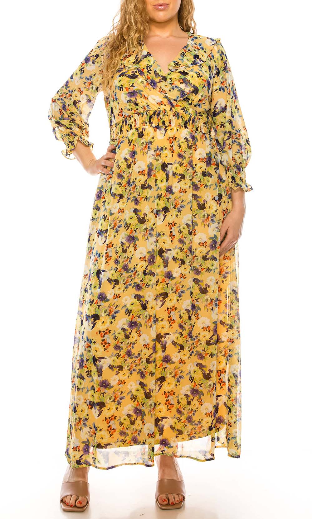 Shelby & Palmer - M563 V-Neck Floral Printed Dress
