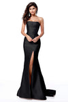 Strapless Taffeta Mermaid Slit Fitted Evening Dress with a Brush/Sweep Train by Sherri Hill