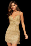 V-neck Natural Waistline Sleeveless Wrap Beaded Fitted Lace-Up Cocktail Short Plunging Neck Sheath Sheath Dress/Evening Dress/Prom Dress
