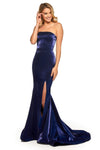 Sexy Strapless Floor Length Straight Neck Mermaid Corset Natural Waistline Open-Back Fitted Lace-Up Slit Evening Dress/Prom Dress with a Brush/Sweep Train