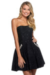 A-line Strapless Natural Waistline Lace Beaded Pocketed Back Zipper Applique Fitted Sweetheart Short Dress