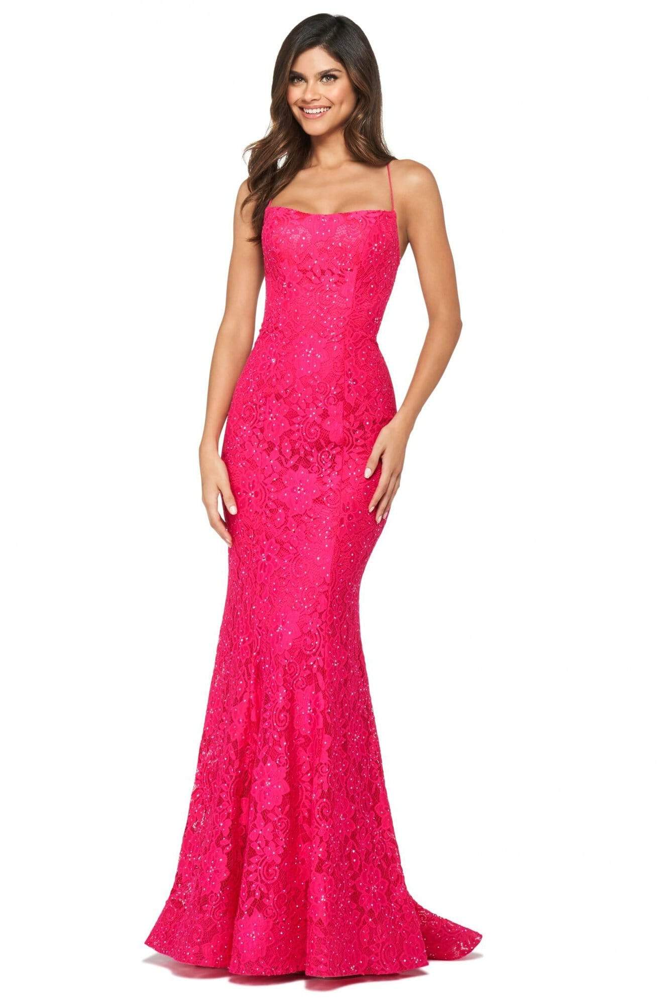 Sherri Hill - 53359 Allover Lace Sexy Back Fitted Dress