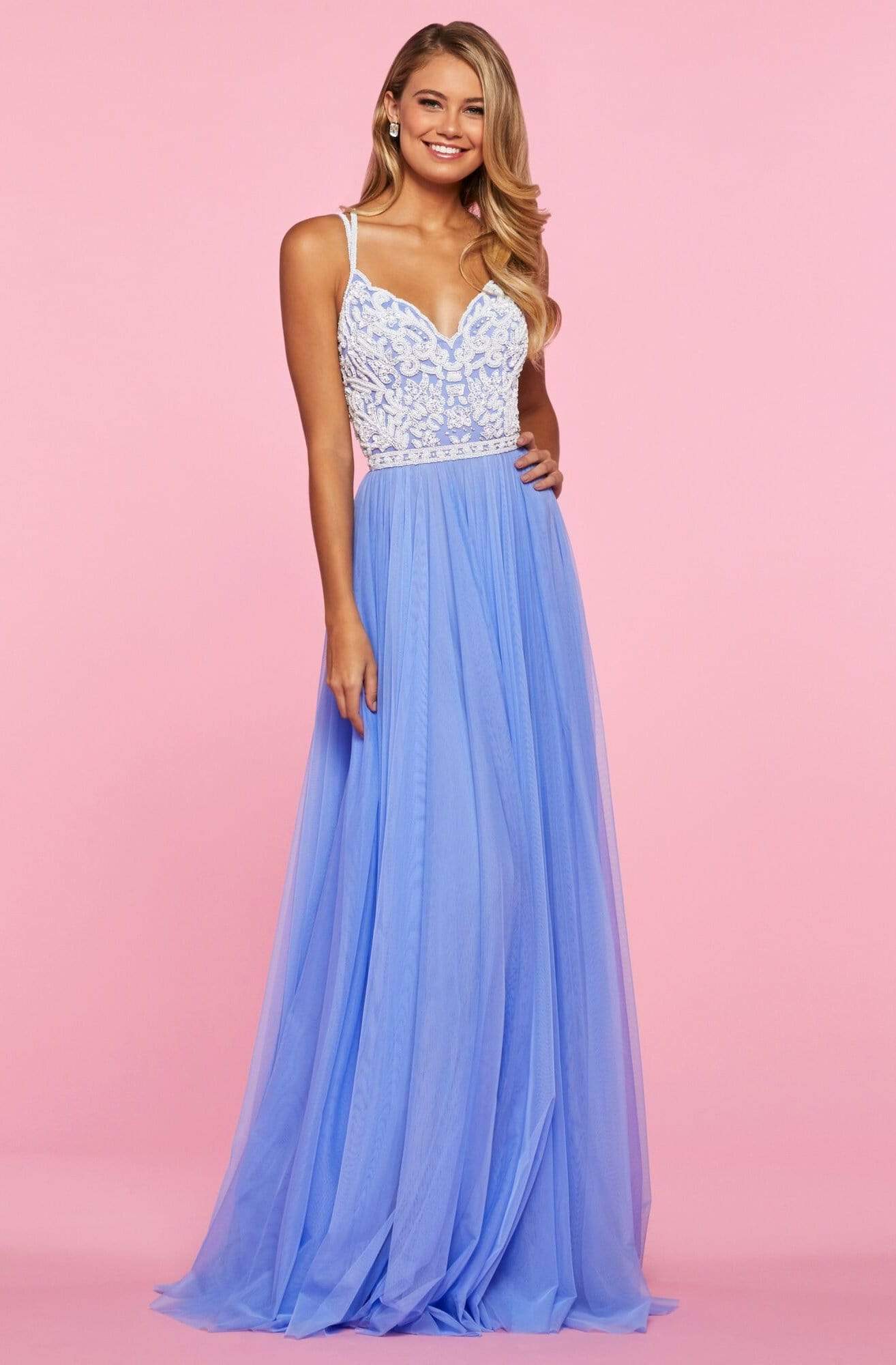 Sherri Hill - 53556 Beaded Bodice Chiffon A-Line Dress
