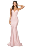 V-neck Sleeveless Spaghetti Strap Plunging Neck Mermaid Fitted Ruched Natural Waistline Prom Dress with a Brush/Sweep Train
