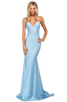 V-neck Plunging Neck Sleeveless Spaghetti Strap Mermaid Natural Waistline Ruched Fitted Prom Dress with a Brush/Sweep Train