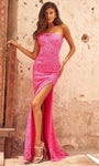 Sheath One Shoulder Natural Waistline Cutout Sequined Slit Sheath Dress with a Brush/Sweep Train