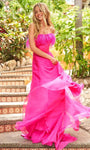 A-line Strapless Fall Chiffon Dress with a Brush/Sweep Train by Sherri Hill