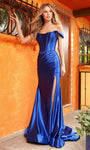 Plus Size Slit Draped Scoop Neck Mermaid Corset Natural Waistline Prom Dress with a Brush/Sweep Train