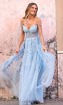A-line Sweetheart Lace Off the Shoulder Corset Natural Waistline Sheer Back Zipper Applique Draped Open-Back Dress with a Brush/Sweep Train