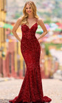 Sleeveless Sheath Mermaid Sweetheart Velvet Sequined Lace-Up Back Zipper Natural Waistline Sheath Dress/Evening Dress with a Brush/Sweep Train