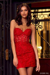 Strapless Lace Embroidered Wrap Sheer Corset Natural Waistline Cocktail Above the Knee Short Sweetheart Sheath Sheath Dress