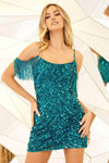 Beaded Straight Neck Sheath Off the Shoulder Spaghetti Strap Cocktail Short Natural Waistline Sheath Dress