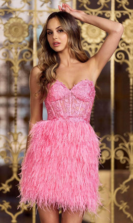 Sherri Hill Feathered Cocktail Dress