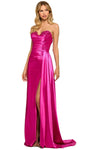 Strapless Sweetheart General Print Floor Length Satin Natural Waistline Sheath Beaded Glittering Slit Ruched Back Zipper Sheath Dress/Evening Dress with a Brush/Sweep Train