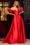 A-line V-neck Strapless Empire Waistline Off the Shoulder Fitted Slit Back Zipper Floor Length Dress