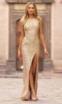 Strapless Cowl Neck High-Neck Short Fitted Open-Back Sequined Slit Beaded Back Zipper Sheer Sheath Natural Waistline Sleeveless Sheath Dress/Evening Dress