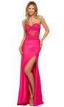 Sexy Strapless Ruched Slit Hidden Back Zipper Sheath Corset Natural Waistline Sweetheart Sheath Dress/Prom Dress with a Brush/Sweep Train