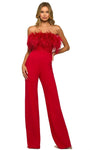 Feathered Strapless Jumpsuit