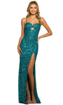 Cutout Sequined Slit Spaghetti Strap Sheath Sweetheart Empire Waistline Sheath Dress/Prom Dress with a Brush/Sweep Train