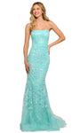 Strapless General Print Natural Waistline Mermaid Straight Neck Fitted Back Zipper Sequined Floor Length Prom Dress with a Brush/Sweep Train
