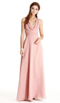 Sophisticated A-line Cowl Neck Natural Waistline Floor Length V Back Pleated Sleeveless Sheath Sheath Dress/Bridesmaid Dress