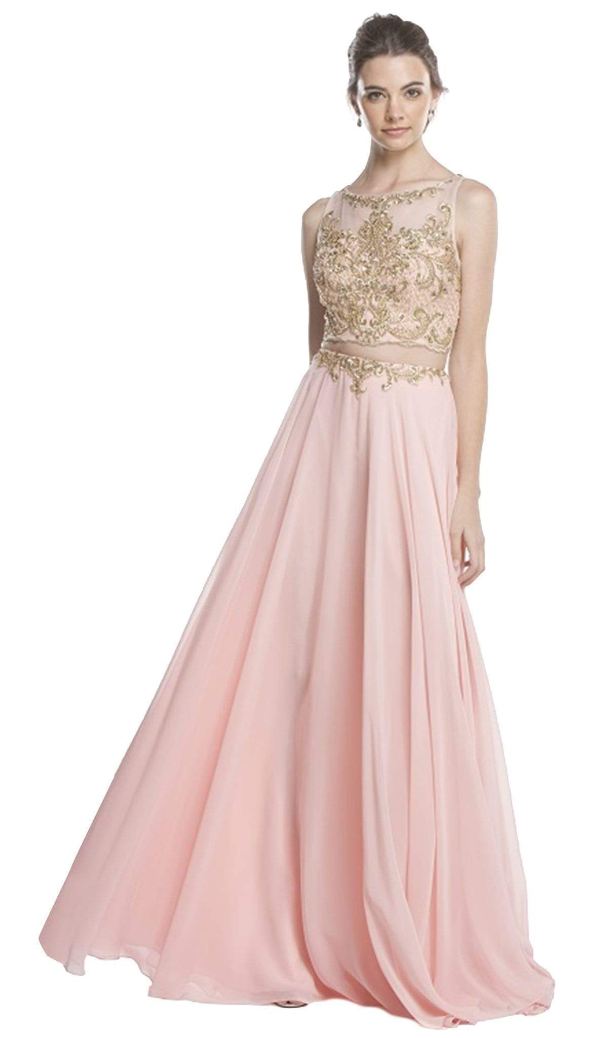 Aspeed Design - Sleeveless Sheer Bateau A-line Prom Dress
