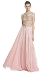 A-line Illusion Fitted Sheer Sleeveless Floor Length Short Bateau Neck Natural Waistline Evening Dress/Prom Dress