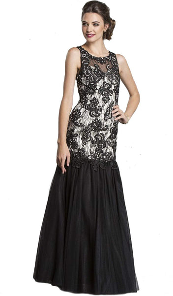 Sophisticated Cutout Open-Back Illusion Jeweled Beaded Applique Sheer Fitted Mermaid Jeweled Neck Floor Length Sleeveless Natural Waistline Evening Dress