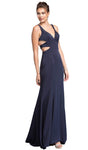V-neck Cutout Back Zipper Open-Back Fitted Sleeveless Floor Length Natural Waistline Sheath Sheath Dress/Evening Dress/Prom Dress