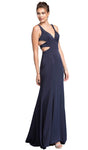 V-neck Sleeveless Sheath Floor Length Fitted Back Zipper Cutout Open-Back Natural Waistline Sheath Dress/Evening Dress/Prom Dress