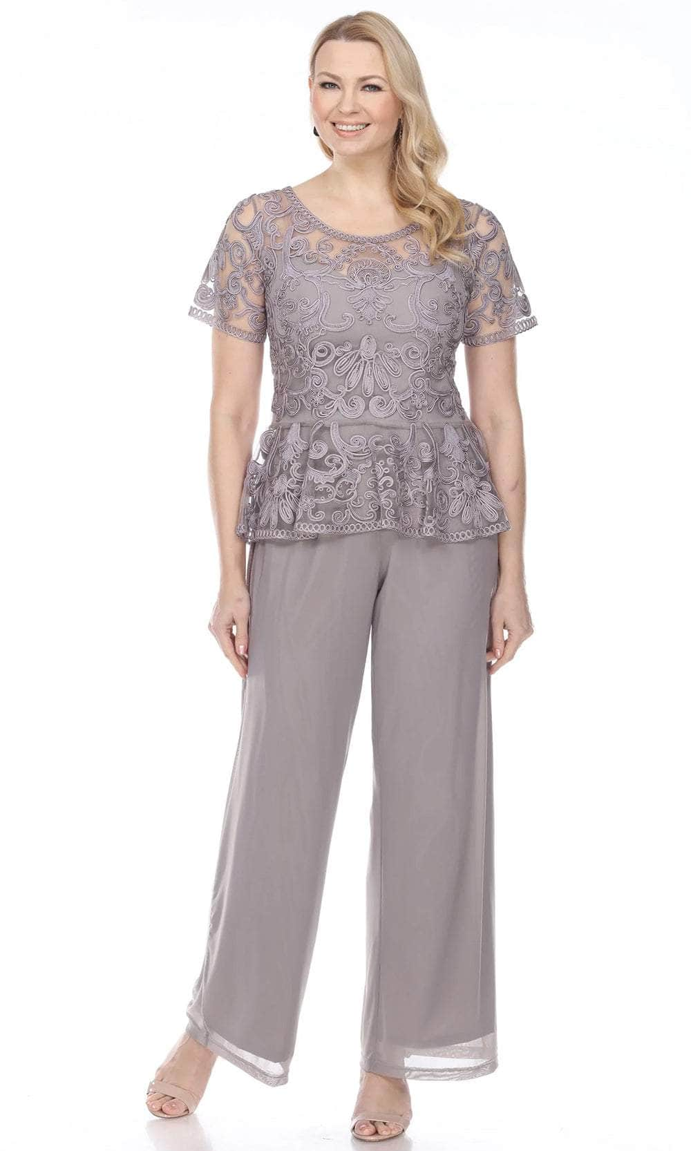 Soulmates 1902 - Peplum Short Sleeve Top W/ Special Occasion Pants Set
