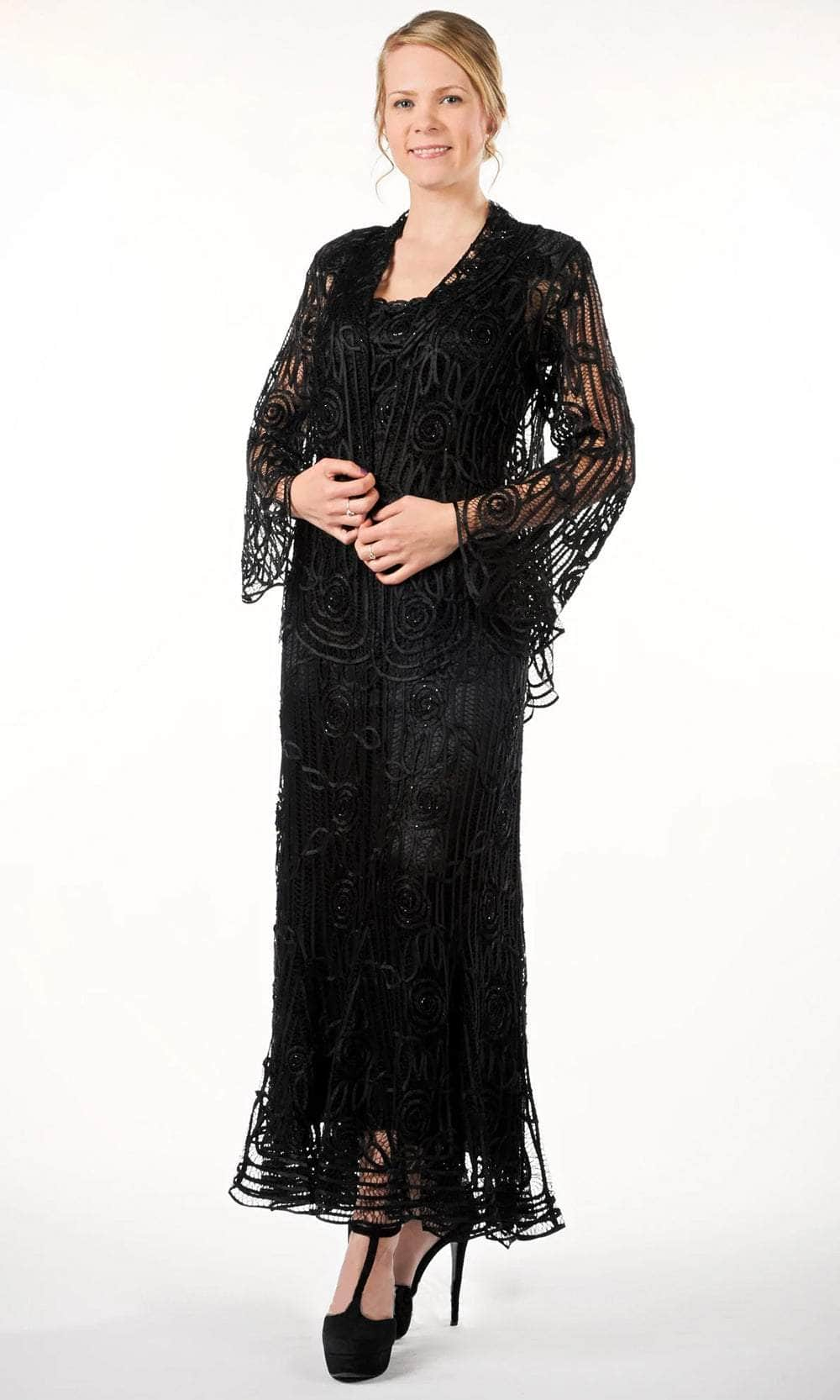 Soulmates C1068 - Beaded Silk Lace Collar Jacket With Godet Dress Set
