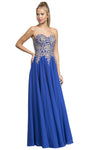 A-line Strapless Floor Length Sweetheart Applique Lace-Up Natural Waistline Prom Dress