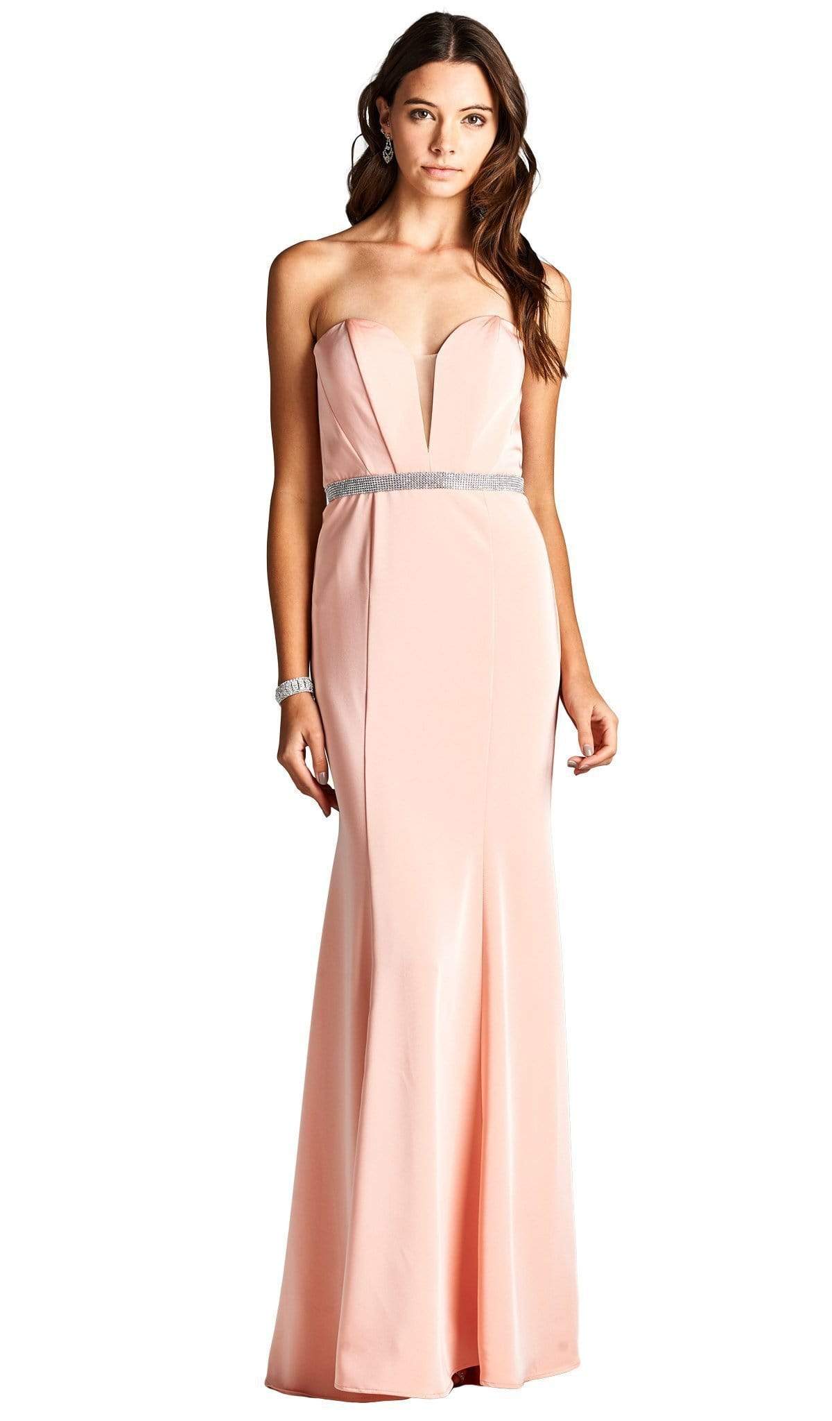 Aspeed Design - Strapless Deep Sweetheart Sheath Evening Dress
