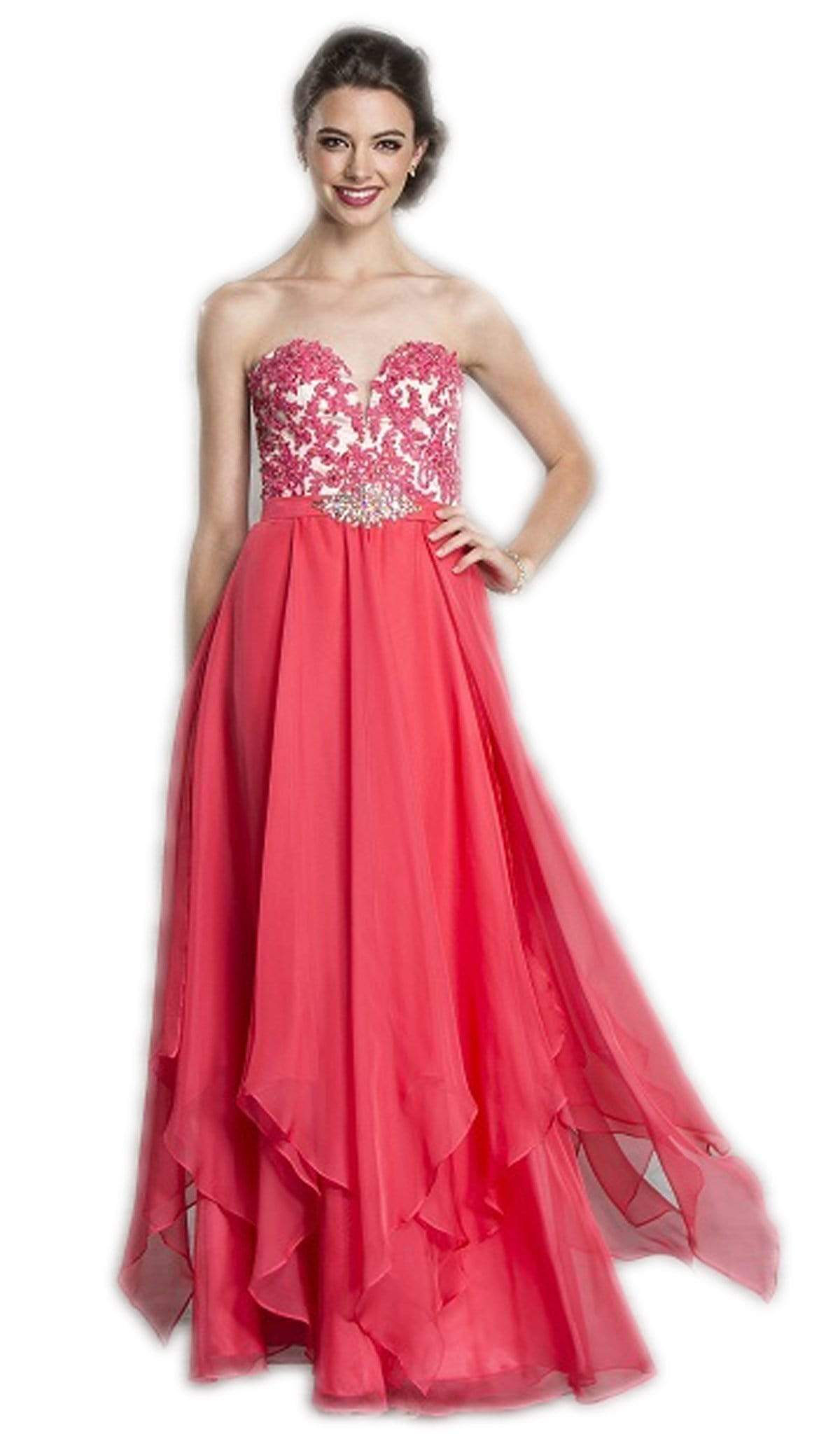 Aspeed Design - Strapless Pleated A-Line Evening Dress
