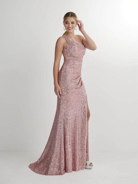 Sophisticated Natural Waistline Asymmetric Back Zipper Open-Back Sequined Slit Mermaid Evening Dress/Prom Dress with a Brush/Sweep Train