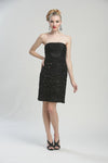 Strapless Short Back Zipper Open-Back Jeweled Shirred Sheath Empire Waistline Sheath Dress