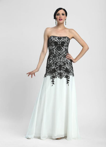 A-line Strapless Sweetheart Natural Waistline Floral Print Mesh Applique Evening Dress With Rhinestones
