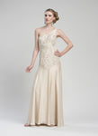 A-line Floor Length Floral Print Natural Waistline One Shoulder Embroidered Asymmetric Satin Dress