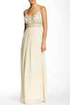 A-line Floor Length Empire Waistline Sweetheart Chiffon Crystal Beaded Mesh Pleated Sequined Open-Back Dress